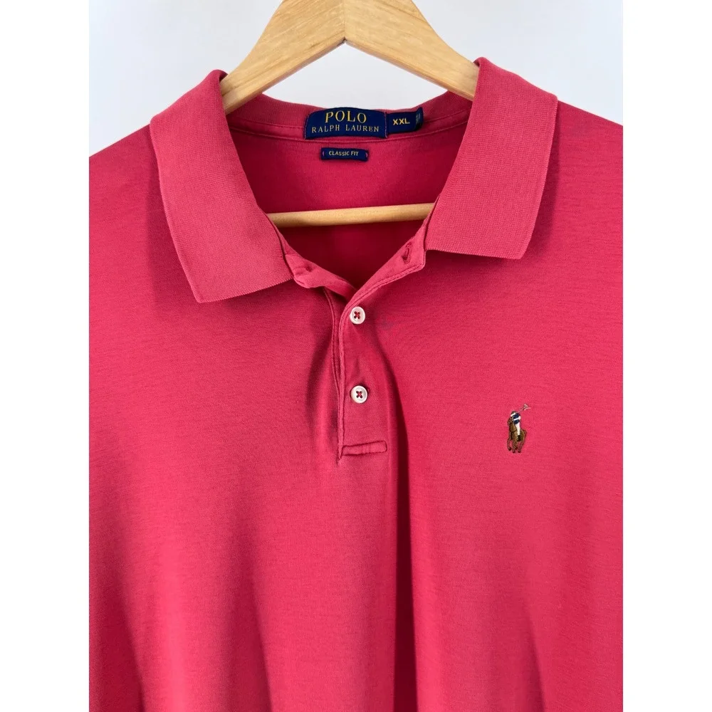 Polo Ralph Lauren‎ Polo Shirt Mens XXL Pink Good Classic Fit Short Sleeve Logo